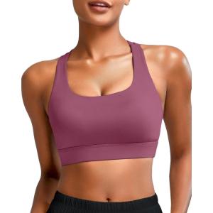 imageRUNNING GIRL High Impact Sports Bras for Women  Scoop Neck Strappy Sports Bra High Support Moulded Cup Workout BraApink