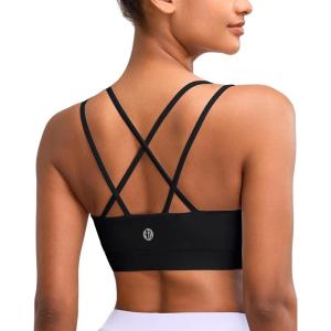 imageRUNNING GIRL High Impact Sports Bras for Women  Scoop Neck Strappy Sports Bra High Support Moulded Cup Workout BraBblack