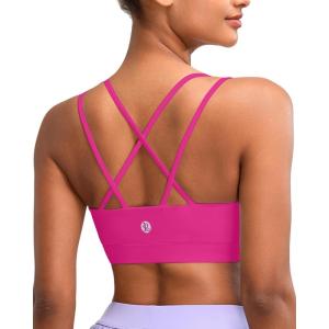 imageRUNNING GIRL High Impact Sports Bras for Women  Scoop Neck Strappy Sports Bra High Support Moulded Cup Workout BraBhot Pink