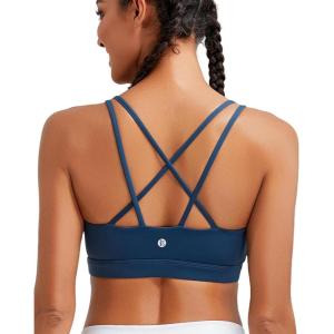 imageRUNNING GIRL High Impact Sports Bras for Women  Scoop Neck Strappy Sports Bra High Support Moulded Cup Workout BraBnavy Blue