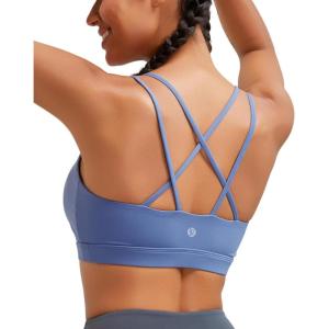 imageRUNNING GIRL High Impact Sports Bras for Women  Scoop Neck Strappy Sports Bra High Support Moulded Cup Workout BraBwild Indigo