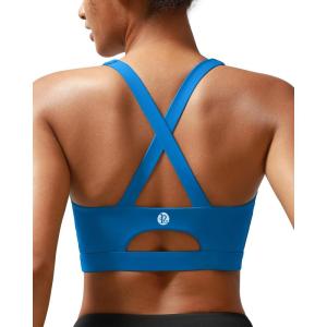 imageRUNNING GIRL Sports Bra for Women High Support Molded Cup Strappy Running Sports Bras with Sewn in PadsBrilliant Blue