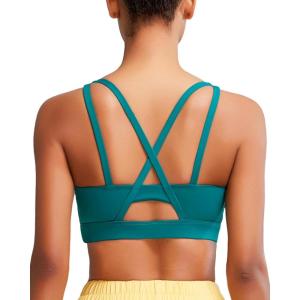 imageRUNNING GIRL Sports Bras for Women High Support Molded Cup Strappy High Impact Sports Bras for Women with Sewn in PadsDark Green