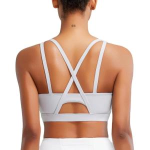 imageRUNNING GIRL Sports Bras for Women High Support Molded Cup Strappy High Impact Sports Bras for Women with Sewn in PadsGrey