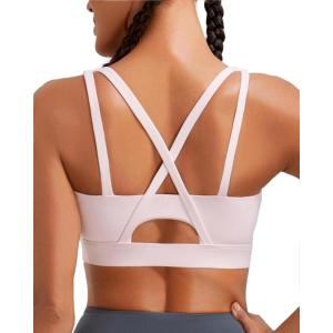 imageRUNNING GIRL Sports Bras for Women High Support Molded Cup Strappy High Impact Sports Bras for Women with Sewn in PadsPink