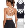 imageRUNNING GIRL Sports Bra for Women High Support CrissCross Back Padded Strappy Sports Bras Yoga Bra with Removable Cups2blackgreywhite