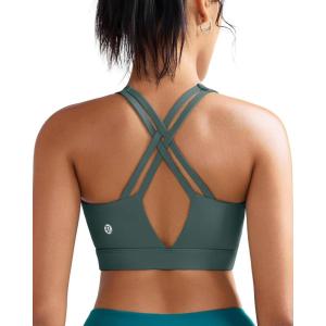 imageRUNNING GIRL Sports Bra for Women High Support Molded Cup High Impact Sports Bras with Sewn in Pads Strappy Running BraSage Green