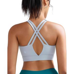 imageRUNNING GIRL Sports Bra for Women High Support Molded Cup High Impact Sports Bras with Sewn in Pads Strappy Running BraSilver Grey