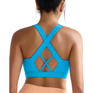 imageRUNNING GIRL Sports Bra for Women High SupportMolded Cup High Impact Sports Bras with Sewn in PadsAbrilliant Blue