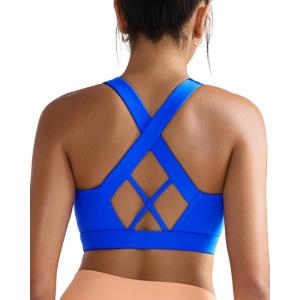imageRUNNING GIRL Sports Bra for Women High SupportMolded Cup High Impact Sports Bras with Sewn in PadsAsparkle Blue