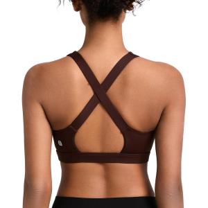 imageRUNNING GIRL Sports Bras for Women High SupportRacerback High Impact Sports Bra Moulded Cup Workout Bra Push upDtaupe