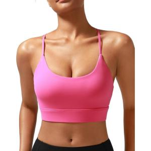 imageRUNNING GIRL Sports Bras for WomenHigh Impact CrissCross Back Crop Tops Padded Workout Sports Bra High SupportWX3028 Hot Pink XL