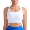 imageRUNNING GIRL Sports Bras for WomenMedium Impact Criss Cross Back Molded Cup Running Bra with Sewn in PadsWhite