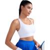 imageRUNNING GIRL Sports Bras for WomenMedium Impact Criss Cross Back Molded Cup Running Bra with Sewn in PadsWhite