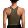 imageRUNNING GIRL Sports Bras for Women High Impact Seamless Ribbed Longline High Neck Workout Crop Tank Tops PaddedAarmy Green