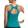 imageRUNNING GIRL Workout Tank Tops for Women Built in Shelf Bras PaddedSleeveless Gym Tops Athletic Yoga ShirtsEgreen