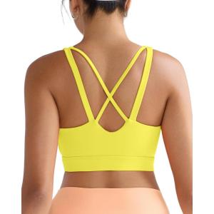 imageRUNNING GIRL High Impact Sports Bras for Women High Support Running Sports Bra Moulded Cup Strappy Sports BrasUyellow