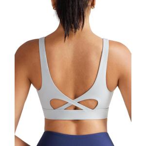 imageRUNNING GIRL Sports Bra for Women High Support Molded Cup High Impact Sports Bras with Sewn in Pads Workout Running BraSilver Grey