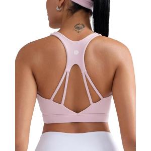imageRUNNING GIRL Sports Bras for Women Racerback Molded Cup Sports Bra with Sewn in Pads for Workout Pilate and CasualPink