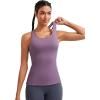 imageRUNNING GIRL Workout Tank Tops with Built in Bras for WomenCompression Shirt Strappy Back Athletic Yoga TopsAdeep Purple