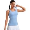 imageRUNNING GIRL Workout Tank Tops with Built in Bras for WomenCompression Shirt Strappy Back Athletic Yoga TopsAsky Blue