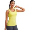 imageRUNNING GIRL Workout Tank Tops with Built in Bras for WomenCompression Shirt Strappy Back Athletic Yoga TopsAyellow