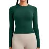 imageRUNNING GIRL Long Sleeve Yoga Shirts for Women Soft Fitted Seamless Stretchy Casual Crew Neck Athletic Basic ShirtAforest Green