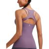 imageRUNNING GIRL Workout Tank Tops with Built in Bras for WomenCompression Shirt Strappy Back Athletic Yoga TopsAdeep Purple