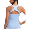 imageRUNNING GIRL Workout Tank Tops with Built in Bras for WomenCompression Shirt Strappy Back Athletic Yoga TopsAsky Blue