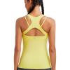 imageRUNNING GIRL Workout Tank Tops with Built in Bras for WomenCompression Shirt Strappy Back Athletic Yoga TopsAyellow