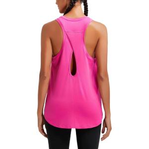 imageRUNNING GIRL Racerback Running Yoga Athletic Tank Tops for Women Sleeveless Workout Tank Tops Woman Tennis ShirtsRose Red