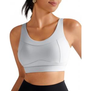 imageRUNNING GIRL High Impact Sports Bras for WomenRacerback Running Bra Workout Crop Tank Tops Longline Sports Bra Push upDice Grey