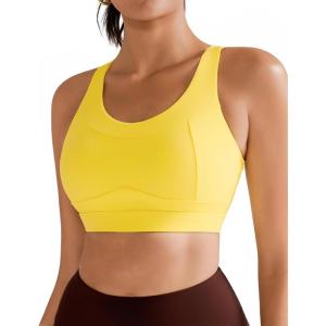 imageRUNNING GIRL High Impact Sports Bras for WomenRacerback Running Bra Workout Crop Tank Tops Longline Sports Bra Push upDyellow