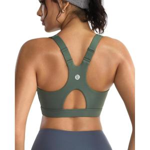 imageRUNNING GIRL High Impact Sports Bras for Women High Support Molded Cups Adjustable Straps Sports Bra with Sewn in PadsDark Green