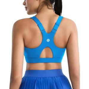 imageRUNNING GIRL High Impact Sports Bras for Women High Support Molded Cups Adjustable Straps Sports Bra with Sewn in PadsDazzling Blue