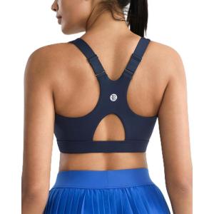 imageRUNNING GIRL High Impact Sports Bras for Women High Support Molded Cups Adjustable Straps Sports Bra with Sewn in PadsNavy Blue