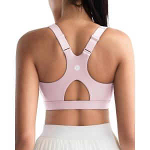 imageRUNNING GIRL High Impact Sports Bras for Women High Support Molded Cups Adjustable Straps Sports Bra with Sewn in PadsPink