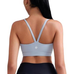 imageRUNNING GIRL Light Impact Sports Bras for Women Molded Cup Thin Strappy Sports Bra with Sewn in PadsGrey