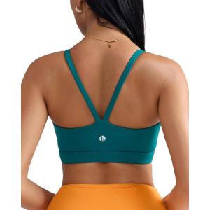 imageRUNNING GIRL Light Impact Sports Bras for Women Molded Cup Thin Strappy Sports Bra with Sewn in PadsTeal