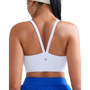 imageRUNNING GIRL Light Impact Sports Bras for Women Molded Cup Thin Strappy Sports Bra with Sewn in PadsWhite