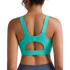 imageRUNNING GIRL Padded Sports Bras for WomenScoop Neck Racerback Sports Bra Medium Support Workout Yoga BraBright Green