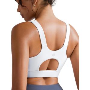 imageRUNNING GIRL Padded Sports Bras for WomenScoop Neck Racerback Sports Bra Medium Support Workout Yoga BraWhite