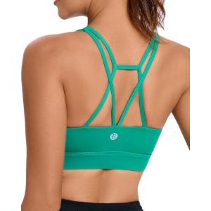 imageRUNNING GIRL Sports Bras for WomenPadded Sports Bra Tank Top Sexy Crisscross Back High Impact Longline Workout Yoga Bra1bright Green