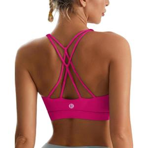 imageRUNNING GIRL Sports Bras for WomenPadded Sports Bra Tank Top Sexy Crisscross Back High Impact Longline Workout Yoga Bra2bright Pink
