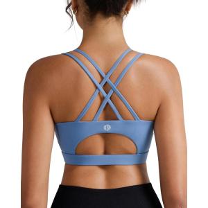 imageRUNNING GIRL Sports Bras for WomenPadded Sports Bra Tank Top Sexy Crisscross Back High Impact Longline Workout Yoga BraInk Blue