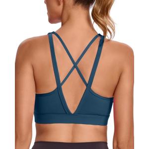 imageRUNNING GIRL High Impact Sports Bras for Women High Support Running Sports Bra Moulded Cup Strappy Sports BrasAvdark Blue