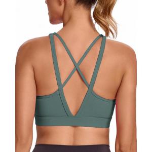 imageRUNNING GIRL High Impact Sports Bras for Women High Support Running Sports Bra Moulded Cup Strappy Sports BrasAvgreyish Green