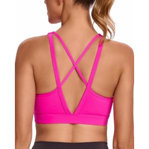imageRUNNING GIRL High Impact Sports Bras for Women High Support Running Sports Bra Moulded Cup Strappy Sports BrasAvhot Pink