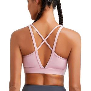 imageRUNNING GIRL High Impact Sports Bras for Women High Support Running Sports Bra Moulded Cup Strappy Sports BrasAvpink