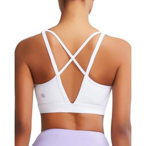 imageRUNNING GIRL High Impact Sports Bras for Women High Support Running Sports Bra Moulded Cup Strappy Sports BrasAvwhite
